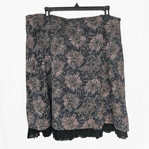 Modbe XXL Women's Floral Patterned Skirt Layered Pleated Hem